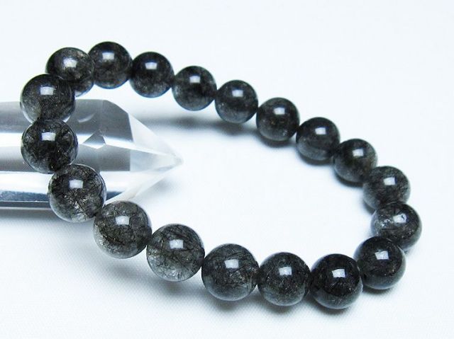 ブラックルチルクォーツブレスレット 10mm [t257-8088]