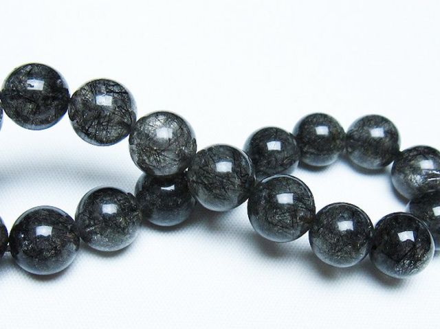 ブラックルチルクォーツブレスレット 10mm [t257-8088]