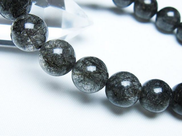 ブラックルチルクォーツブレスレット 10mm [t257-8088]