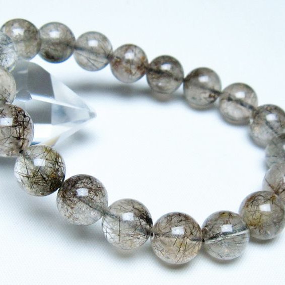 ブラックルチルクォーツブレスレット 11mm [t257-8114]