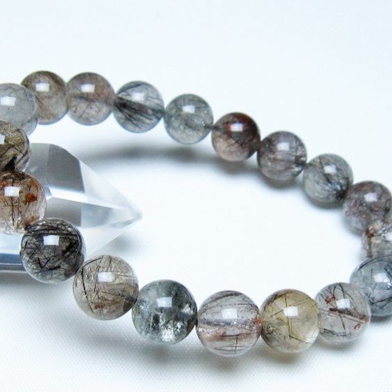 ブラックルチルクォーツブレスレット 10mm [t257-8119]