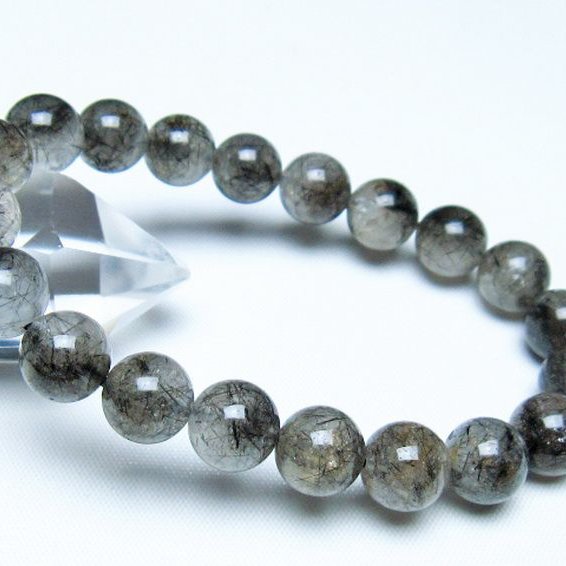 ブラックルチルクォーツブレスレット 10mm [t257-8121]