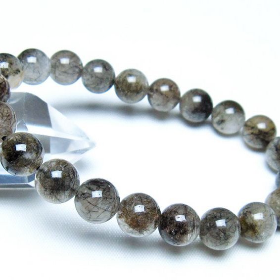 ブラックルチルクォーツブレスレット 9mm [t257-8126]