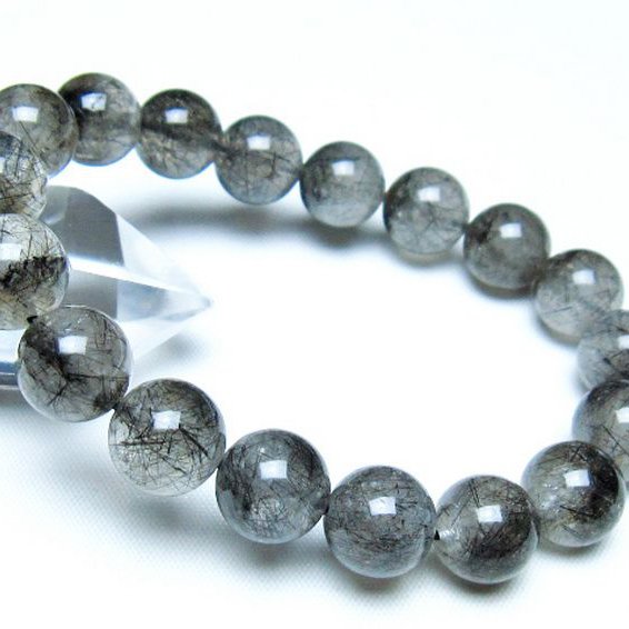 ブラックルチルクォーツブレスレット 11mm [t257-8145]