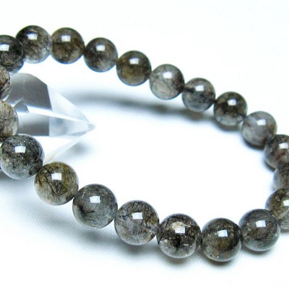 ブラックルチルクォーツブレスレット 9mm [t257-8154]