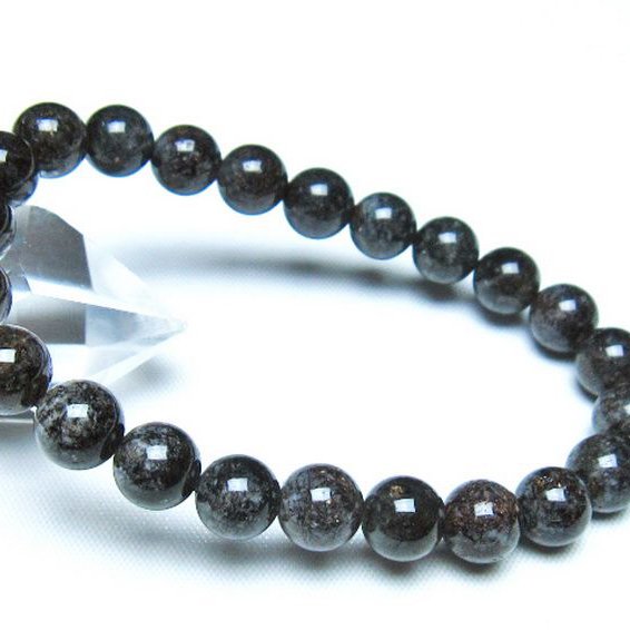 ブラックルチルクォーツブレスレット 8mm [t257-8156]