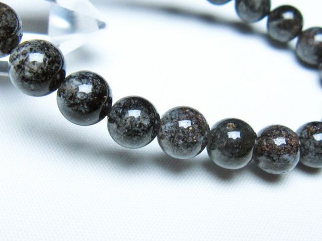 ブラックルチルクォーツブレスレット 8mm [t257-8156]
