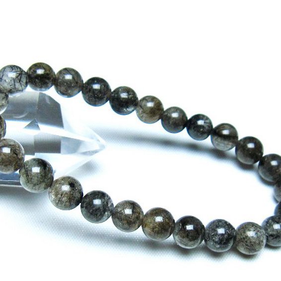 ブラックルチルクォーツブレスレット 9mm [t257-8161]
