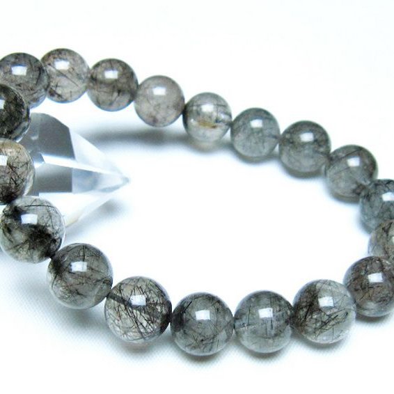 ブラックルチルクォーツブレスレット 11mm [t257-8176]