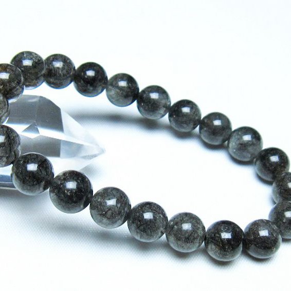ブラックルチルクォーツブレスレット 9mm [t257-8197]