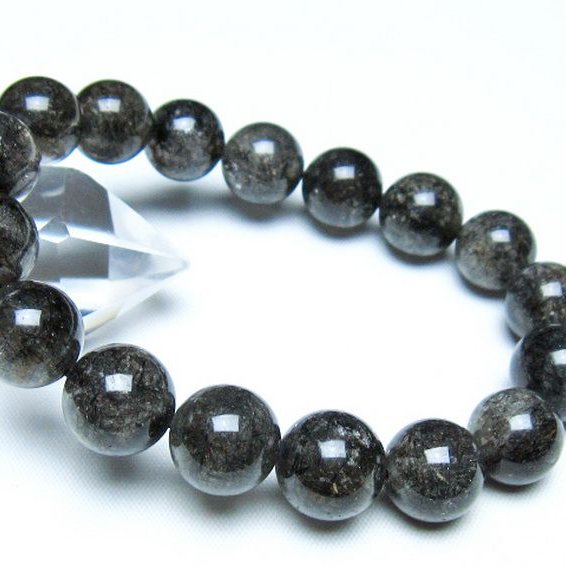 ブラックルチルクォーツブレスレット 12mm [t257-8213]