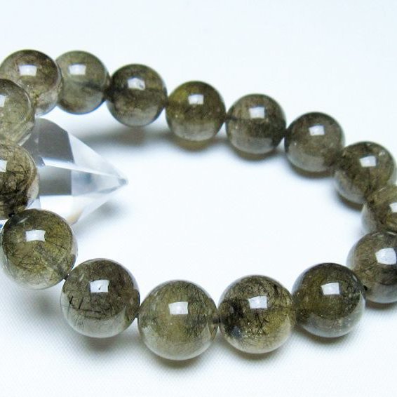 ブラックルチルクォーツブレスレット 13mm [t257-8218]