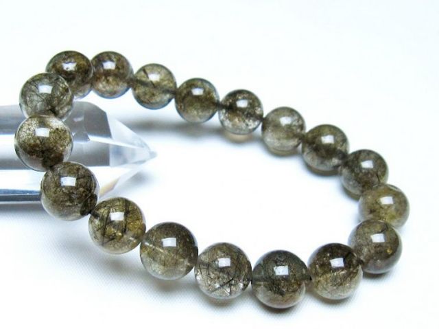 ブラックルチルクォーツブレスレット 12mm [t257-8219]