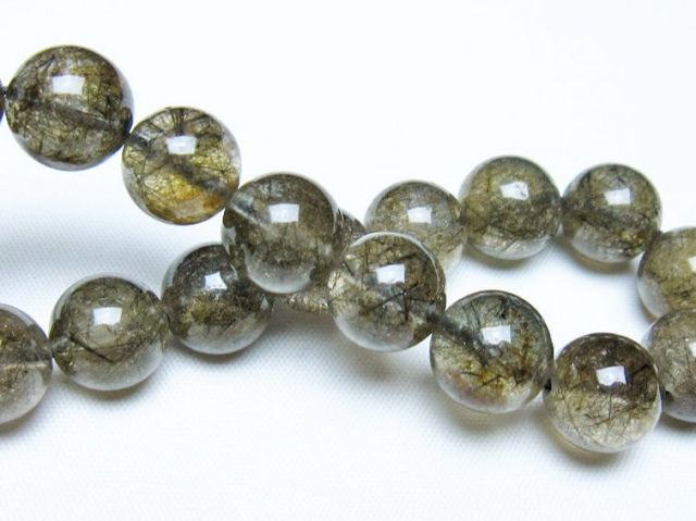 ブラックルチルクォーツブレスレット 12mm [t257-8219]