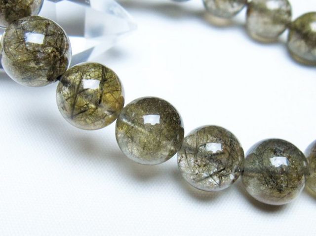 ブラックルチルクォーツブレスレット 12mm [t257-8219]