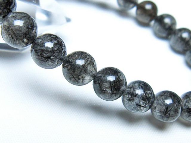 ブラックルチルクォーツブレスレット 8mm [t257-8230]