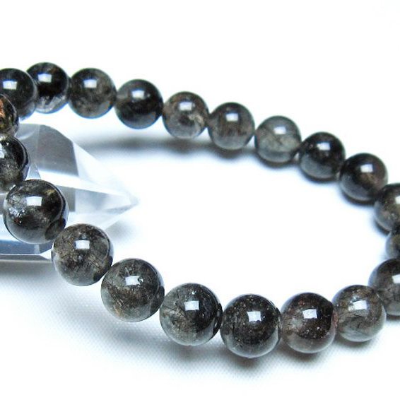 ブラックルチルクォーツブレスレット 9mm [t257-8236]