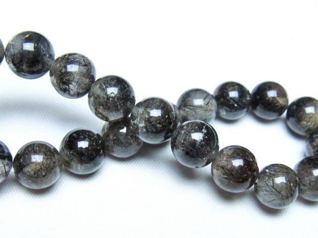ブラックルチルクォーツブレスレット 9mm [t257-8236]