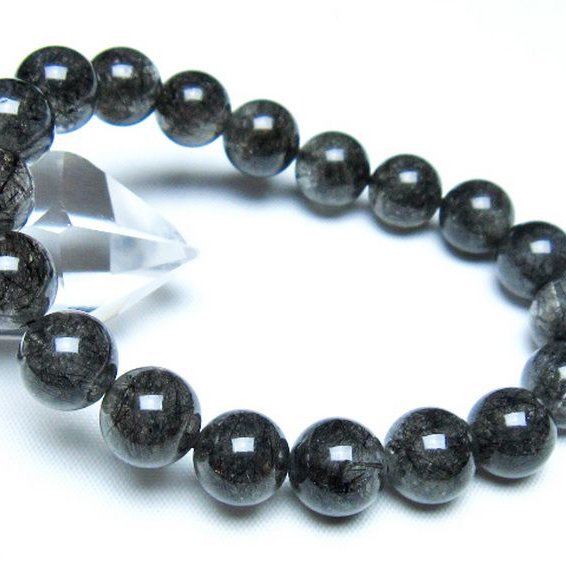 ブラックルチルクォーツブレスレット 11mm [t257-8245]