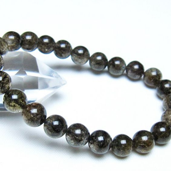ブラックルチルクォーツブレスレット 8mm [t257-8254]