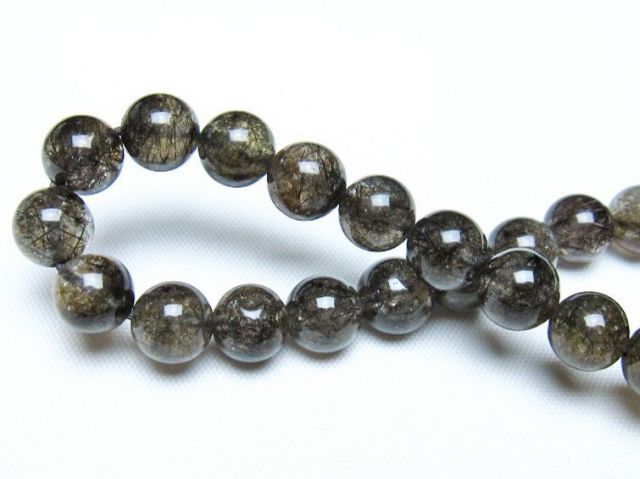 ブラックルチルクォーツブレスレット 8mm [t257-8254]