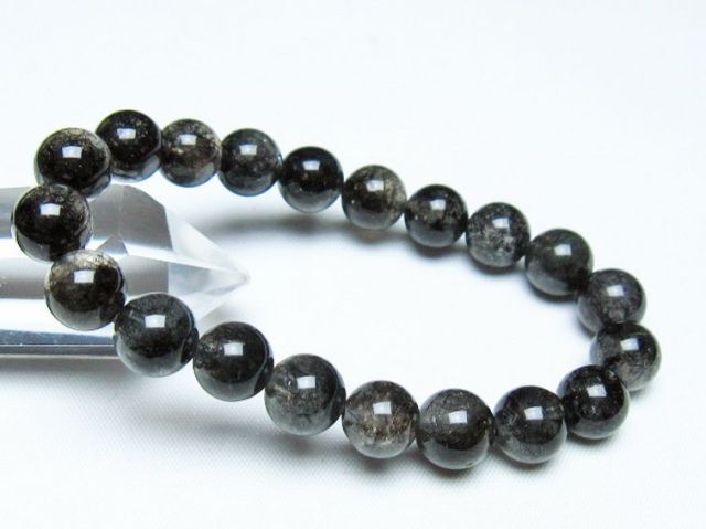 ブラックルチルクォーツブレスレット 10mm [t257-8262]