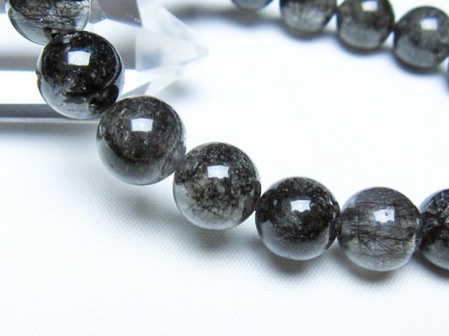 ブラックルチルクォーツブレスレット 11mm [t257-8265]