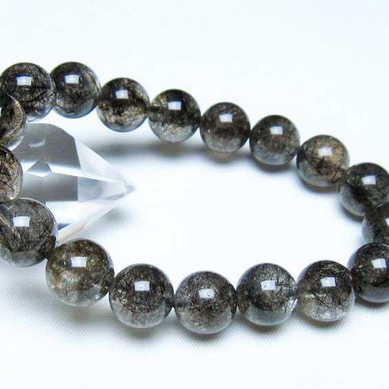 ブラックルチルクォーツブレスレット 11mm [t257-8266]