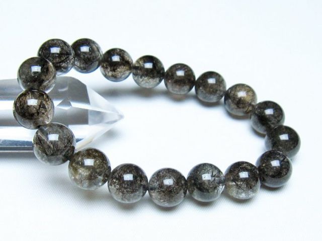 ブラックルチルクォーツブレスレット 11mm [t257-8266]