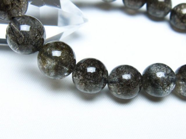 ブラックルチルクォーツブレスレット 11mm [t257-8266]