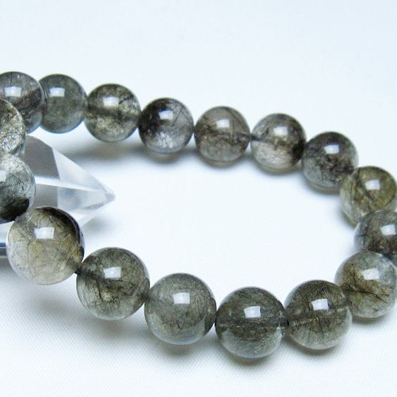 ブラックルチルクォーツブレスレット 12mm [t257-8272]