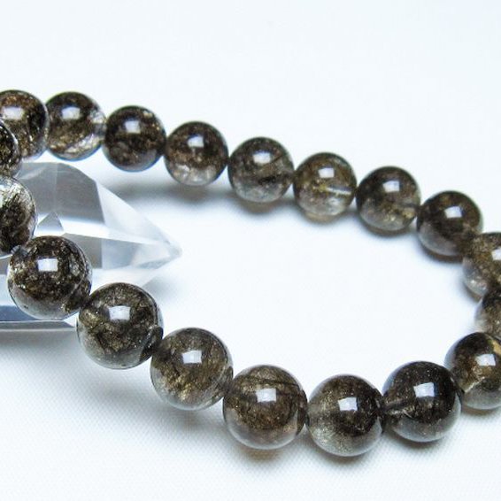 ブラックルチルクォーツブレスレット 10mm [t257-8275]