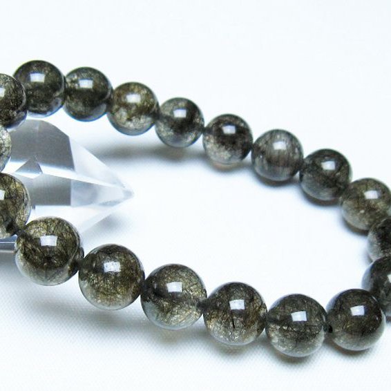 ブラックルチルクォーツブレスレット 10mm [t257-8288]
