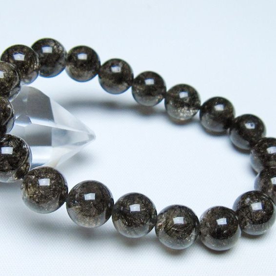 ブラックルチルクォーツブレスレット 10mm [t257-8298]