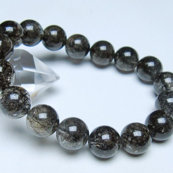 ブラックルチルクォーツブレスレット 12mm [t257-8310]