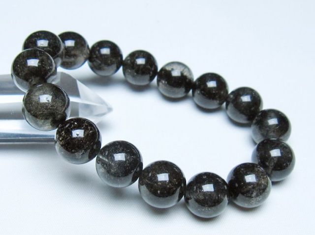 ブラックルチルクォーツブレスレット 13mm [t257-8311]