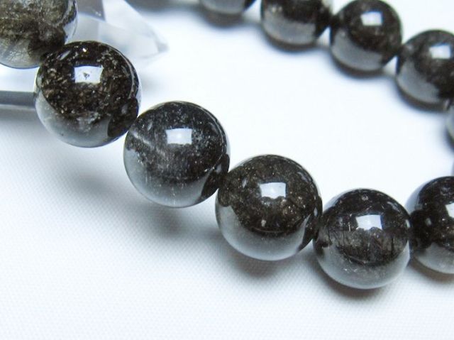 ブラックルチルクォーツブレスレット 13mm [t257-8311]