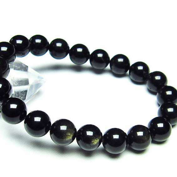 キャッツアイオブシディアンブレスレット10mm[T265-1532]