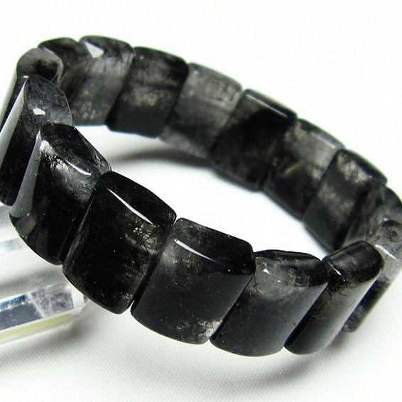 日本最大の 天然ブラックルチルクォーツ ブレスレット44.5g ...