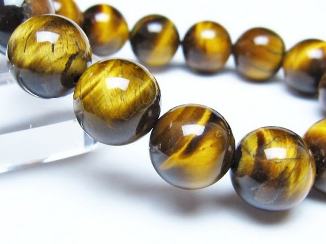 タイガーアイ※黄虎目石ブレスレット 14mm [t30-14425]