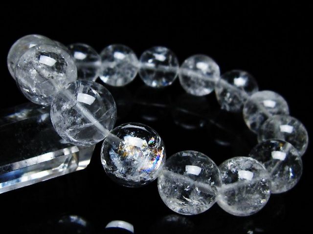 アイリスクォーツ 虹入り レインボー水晶 ブレスレット 15mm [T303-1721]