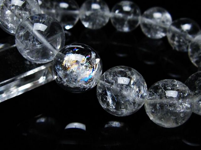 アイリスクォーツ 虹入り レインボー水晶 ブレスレット 15mm [T303-1721]