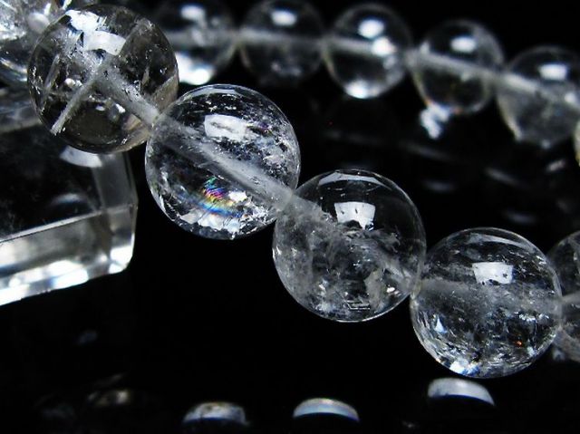 アイリスクォーツ 虹入り レインボー水晶 ブレスレット 12mm [T303-1732]