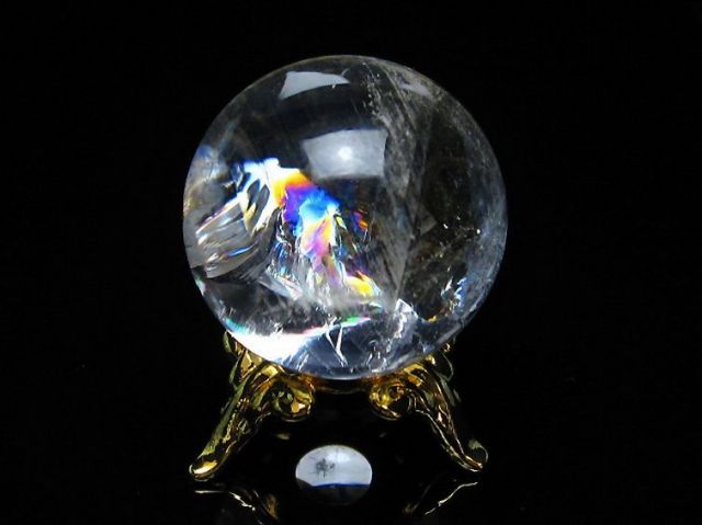 虹入りヒマラヤ水晶丸玉 24mm [T317-4351]