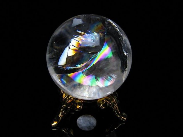虹入りヒマラヤ水晶丸玉 24mm [T317-4394]