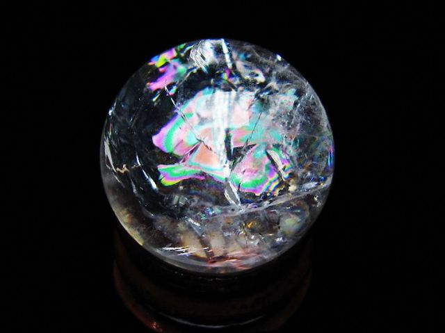 虹入りヒマラヤ水晶丸玉 25mm [T317-5053]