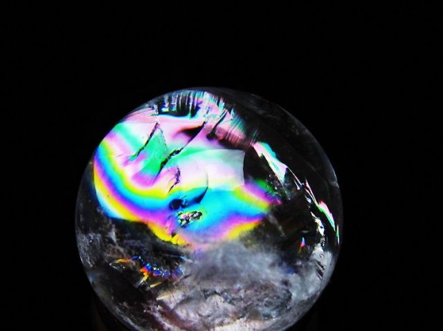 虹入りヒマラヤ水晶丸玉 25mm [T317-5053]