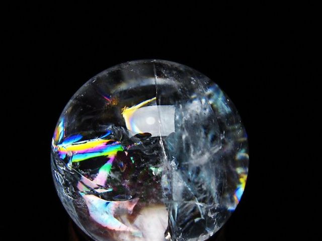 虹入りヒマラヤ水晶丸玉 26mm [T317-5073]