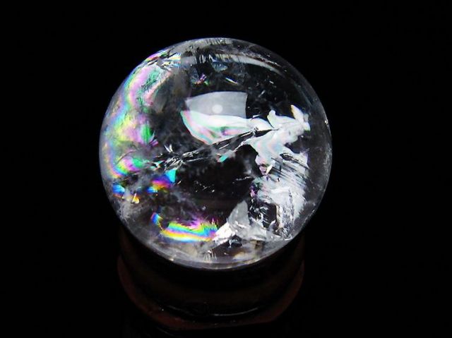 虹入りヒマラヤ水晶丸玉 28mm [T317-5098]