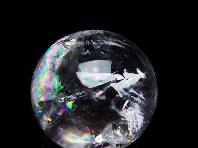 虹入りヒマラヤ水晶丸玉 28mm [T317-5098]